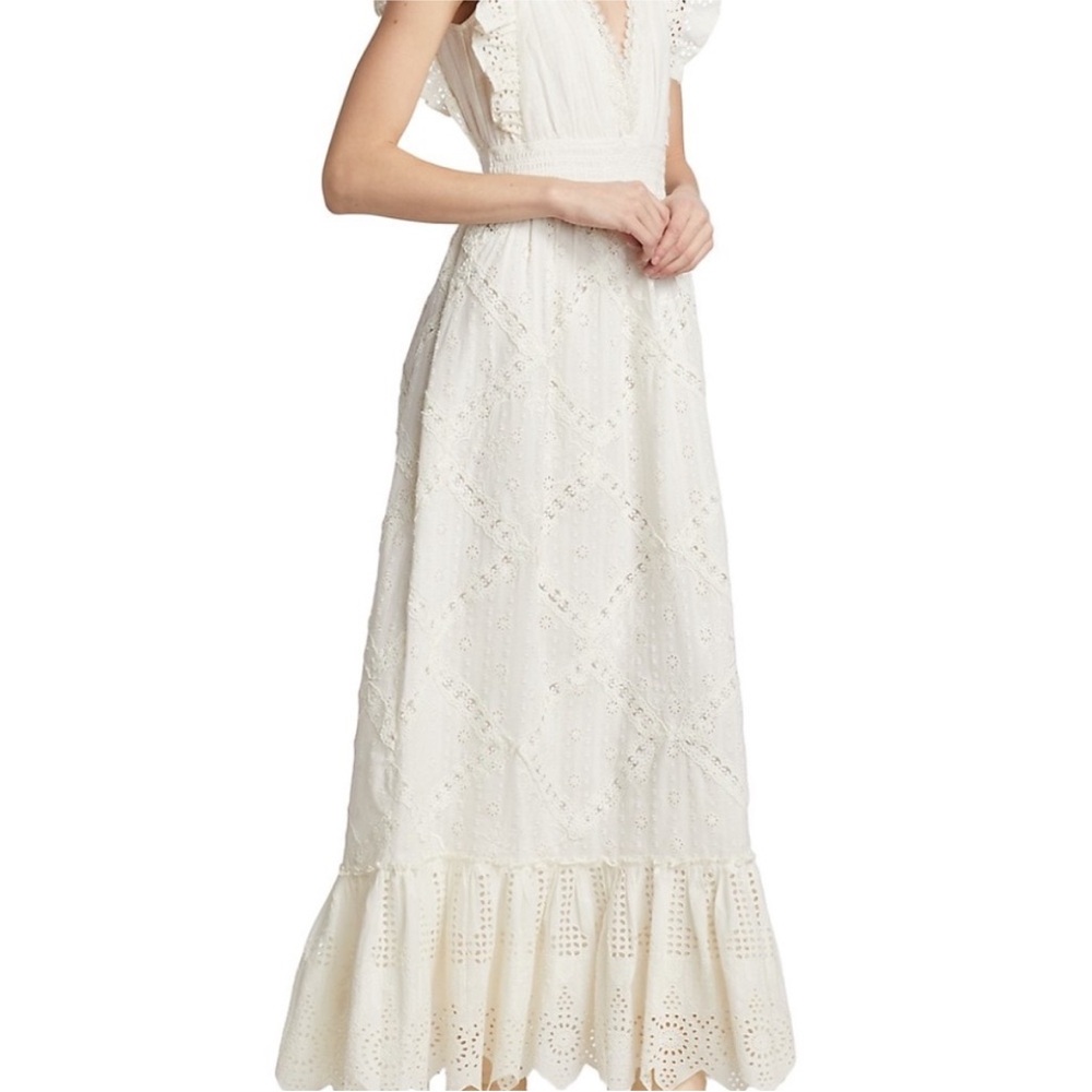 Hemant and Nandita Cream Maxi Dress Sleeveless V-neck Sundress